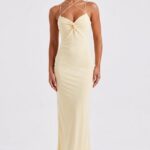 Pale Yellow Satin Slip Maxi Dress